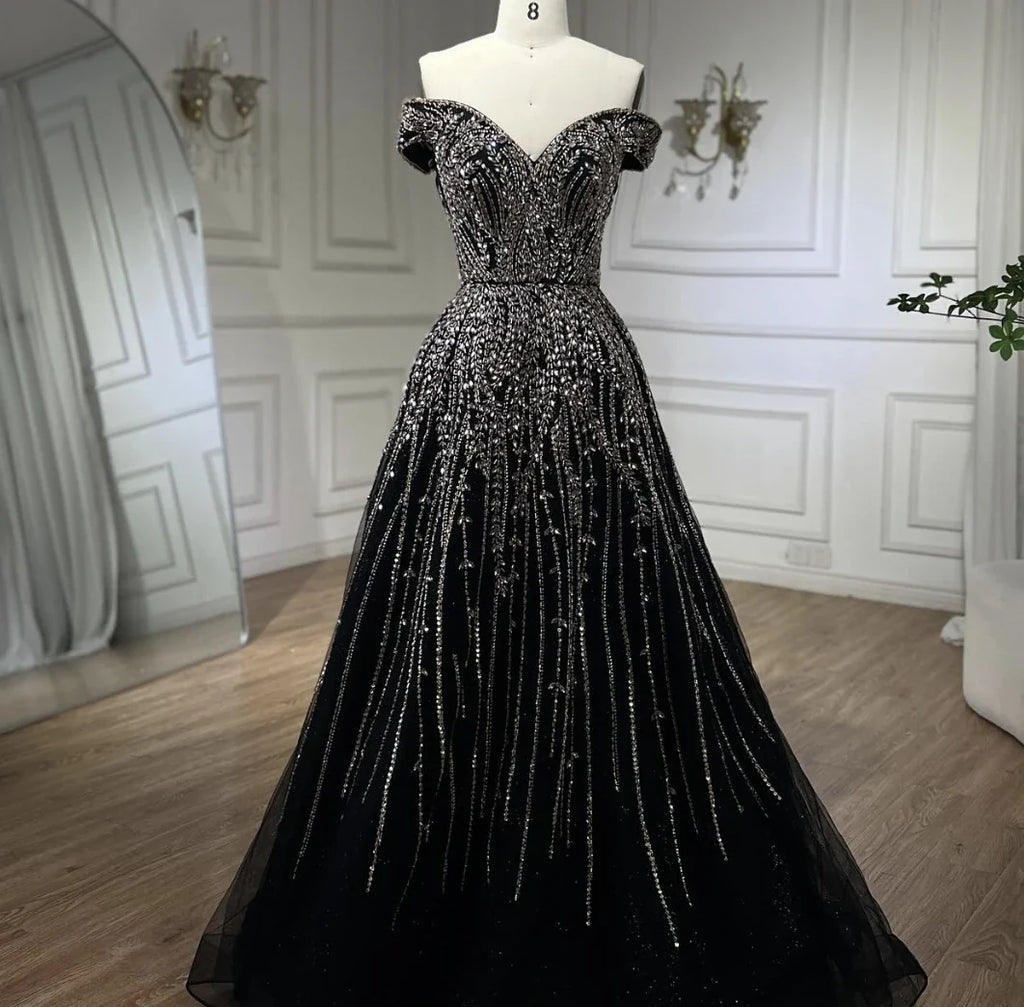Vestidos de noche con cuentas en oro rosa, corte A, de lujo, sin mangas, para mujer, fiesta, LA71459 