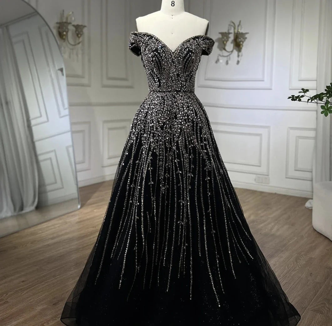 Vestidos de noche con cuentas en oro rosa, corte A, de lujo, sin mangas, para mujer, fiesta, LA71459 