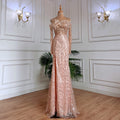 Rose Gold Mermaid Sexy Strapless High Split Evening Dresses Long Sleeves Wedding Party Gowns For Women 2025 LA71822