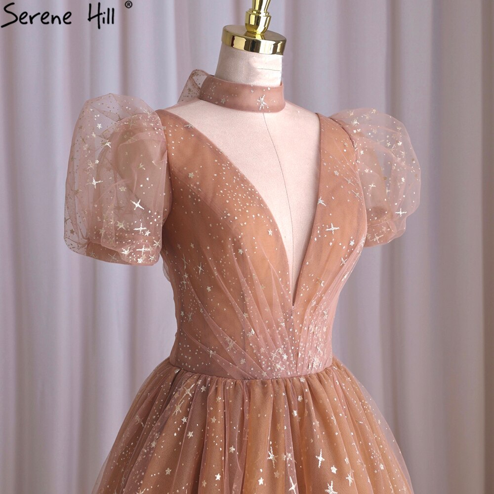 Rose Pink A-Line Evening Dresses Gowns 2025 Short Sleeves Sexy For Women Wedding Party LA70599