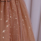 Rose Rosa A-linie Abendkleider Kleider 2025 Kurzen Ärmeln Sexy Für Frauen Hochzeit Party LA70599 