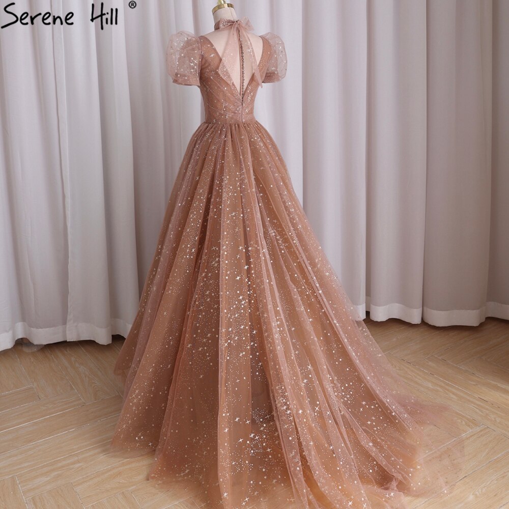Rose Pink A-Line Evening Dresses Gowns 2025 Short Sleeves Sexy For Women Wedding Party LA70599