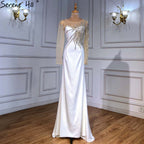 Royal Blue Satin Evening Dresses Gowns 2025 Beaded Elegant Mermaid For Women Wedding Party LA71471