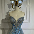 Saudi Arabic Blue Strapless Mermaid Evening Dresses Gowns Beaded For Formal Occasion LA72901 2025