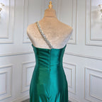 Vestido de noche árabe de satén verde sexy con un solo hombro, corte sirena, elegante y de lujo, con cuentas, para mujer, fiesta, LA71739 
