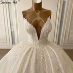 Vestidos de novia sexys de encaje con tirantes finos y cuentas HA2519 hechos a medida 