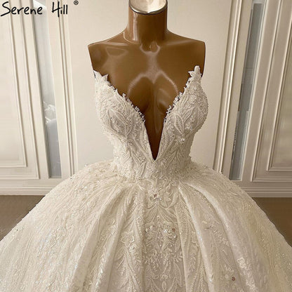 Sexy Spitze Brautkleider Spaghetti Strap Perlen Brautkleider HA2519 Nach Maß 