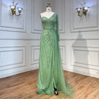 Vestido de noche árabe con un hombro al descubierto, corte sirena, menta, con cuentas, para mujer, para boda, fiesta, 2025, LA71859 