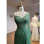 Vestido de noche árabe con un hombro al descubierto, corte sirena, menta, con cuentas, para mujer, para boda, fiesta, 2025, LA71859 