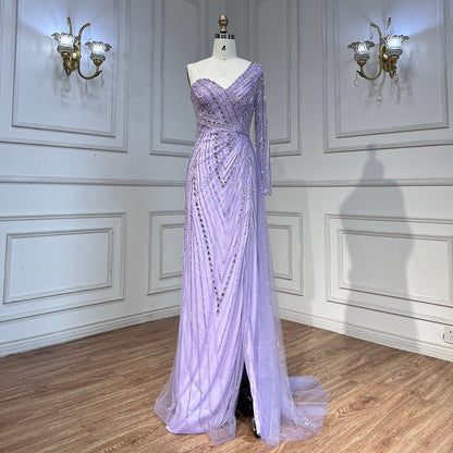 Sexy Eine Schulter Split Mint Mermaid Perlen Arabisch Abendkleider Kleider Für Frau Hochzeit Party 2025 LA71859 