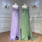 Vestido de noche árabe con un hombro al descubierto, corte sirena, menta, con cuentas, para mujer, para boda, fiesta, 2025, LA71859 
