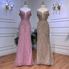 Vestidos de fiesta sexys rosas largos y brillantes con cuentas y hombros descubiertos para cumpleaños de niña 2025 para mujer, fiesta de bodas LA72020 