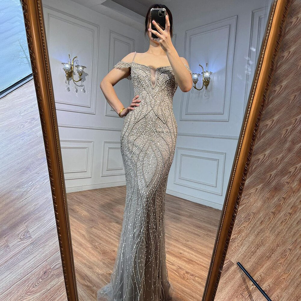 Vestidos de fiesta sexys rosas largos y brillantes con cuentas y hombros descubiertos para cumpleaños de niña 2025 para mujer, fiesta de bodas LA72020 