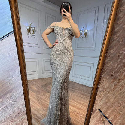 Sexy Rosa Lange Sparkly Mädchen Geburtstag Perlen Off Schulter Abendkleider 2025 Für Frau Hochzeit Party LA72020 