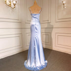 Sexy Spaghetti-Trägern Blue Mermaid Elegante Backless Satin Arabische Abendkleider Kleider 2025 Für Frauen Party LA71738 