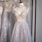 Verkauf Silber A-Line Sparkle Abendkleider Gonws 2025 Perlen Sexy Für Frauen Hochzeit Party LA70722 