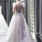 Verkauf Silber A-Line Sparkle Abendkleider Gonws 2025 Perlen Sexy Für Frauen Hochzeit Party LA70722 