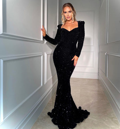 Silber Meerjungfrau Luxus Abendkleider Kleider 2025 Keine Split Elegante Für Frauen Party LA71390 