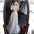 Vestidos de noche de lujo color nude plateados, 2025, con plumas y abalorios, corte en A, sexys, para mujer, para fiesta, LA70835 