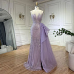Vestido de noche de lujo azul cielo con tirantes finos, corte sirena, elegante, con cuentas, para mujer, fiesta, LA72378 