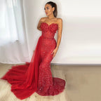 Turquoi Meerjungfrau Sexy Trägerlos Elegant Mit Rock Spitze Perlen Luxus Party Kleider Formale Frauen Abend 2025 LA71787 