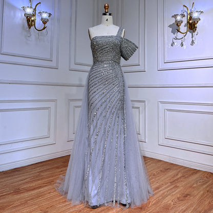 Turquoise High Split Sexy Luxury Beaded 2025 For Woman Party Evening Dresses Gowns Mermaid Elegant  LA71651