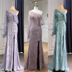 Türkis Meerjungfrau High Split Abendkleider Kleider 2025 Elegante Luxus Perlen Für Frauen Party LA71632 