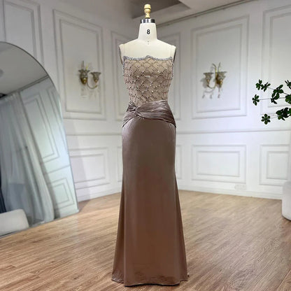 Velvet Mermaid Gown Elegant Beaded Design Arabic inspired Luxe Evening Dress for Women's Wedding Party 2025 LA72327