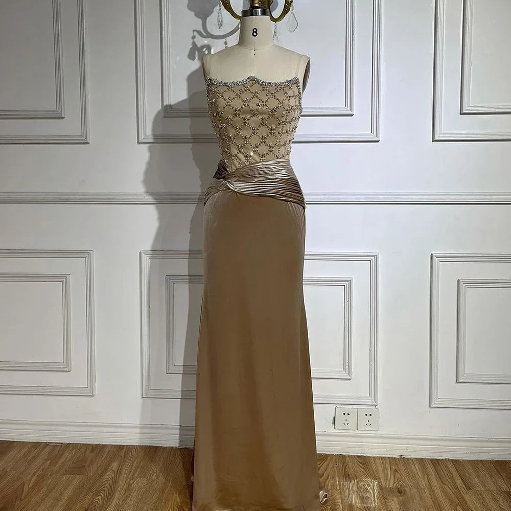 Velvet Mermaid Gown Elegant Beaded Design Arabic inspired Luxe Evening Dress for Women's Wedding Party 2025 LA72327