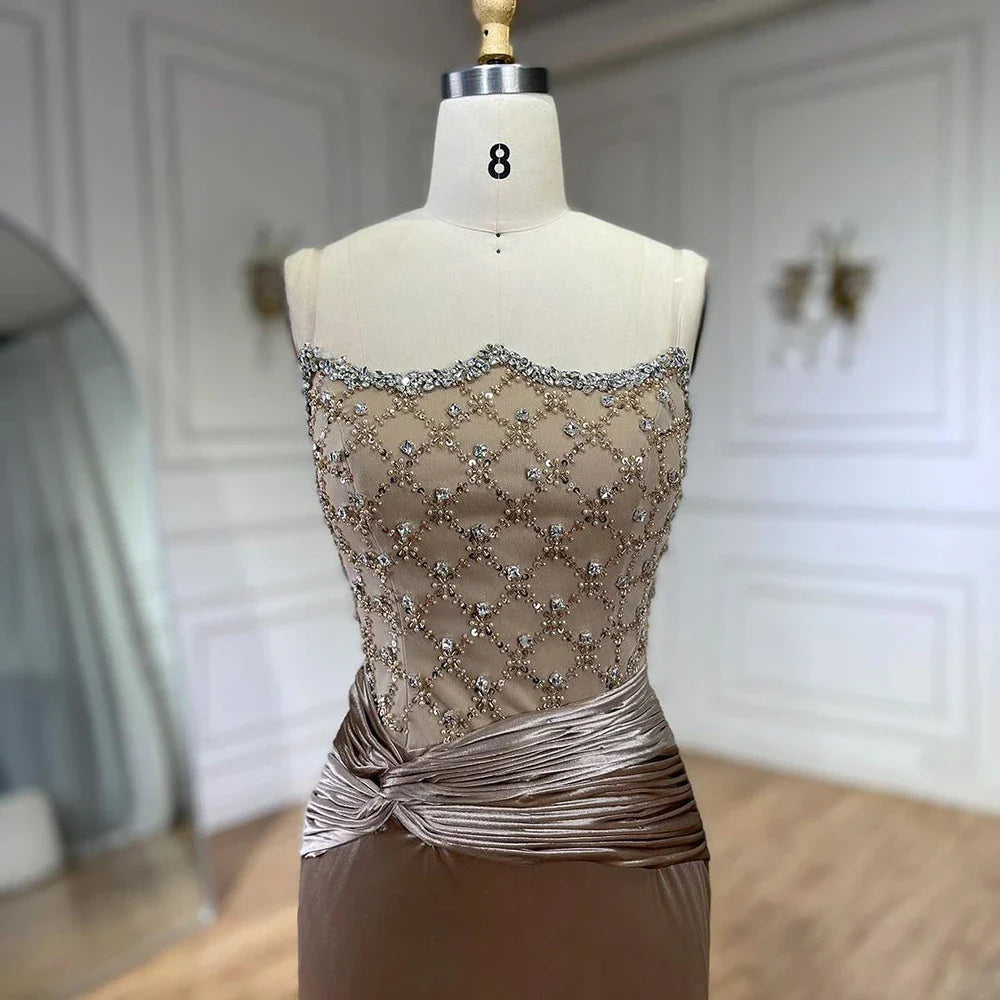Velvet Mermaid Gown Elegant Beaded Design Arabic inspired Luxe Evening Dress for Women's Wedding Party 2025 LA72327