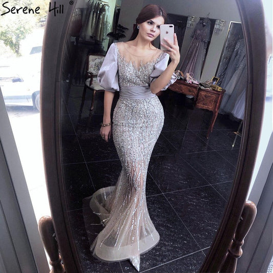 Vestidos de Noche de sirena para mujer, de media manga, elegantes, para fiesta, LA70809