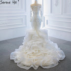 Vintage Weiß Meerjungfrau Brautkleider 2025 Off Schulter Spitze Sexy Elegante Braut Kleider HM66734 Nach Maß 