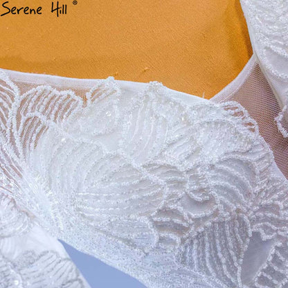 White Beaded Lace Wedding Dresses 2025 V-neck Lace Up Sexy Bride Gowns HM67364 Custom Made