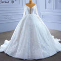 Weiß Perlen Luxus Hochzeit Kleider 2025 Lange Ärmel Lace Up Braut Kleider HM67382 Nach Maß 