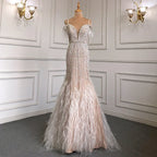 Luxury Feathers White Nude Prom Evening Dresses LA71656