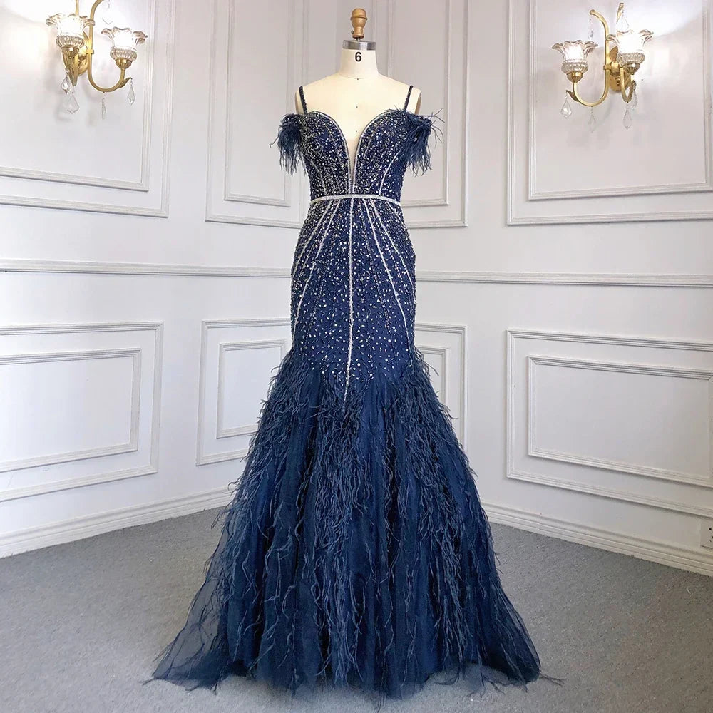 Luxury Feathers White Nude Prom Evening Dresses LA71656