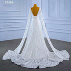 White Cape Sleeves Luxury Lace Beaded V Neck Lace Up Bride Gowns Wedding Dress 2025 High End Custom Made HM67456