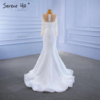 Weiß Abnehmbare Rock Hochzeit Kleider 2025 Meerjungfrau Elegante Luxus Braut Kleider HM67315 Nach Maß 