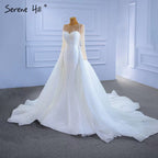 Weiß Abnehmbare Rock Hochzeit Kleider 2025 Meerjungfrau Elegante Luxus Braut Kleider HM67315 Nach Maß 