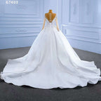 White High End Luxury Beaded Long Sleeves Lace Up Bride Gowns Wedding Dress 2025 Custom Made HM67493