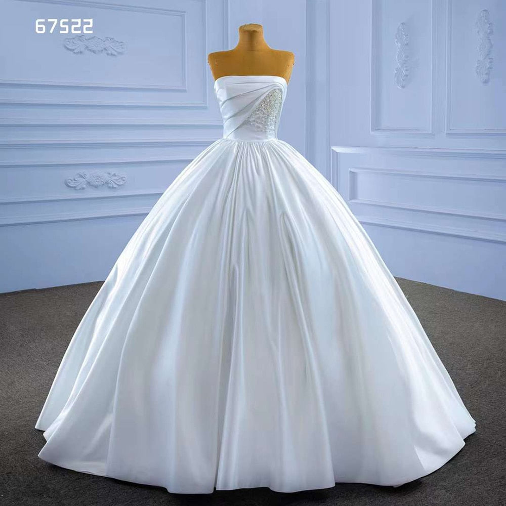 White High End Strapless Beaded Luxury Pearls Lace Up Bride Gowns Wedding Dress 2025 Custom Made HM67522