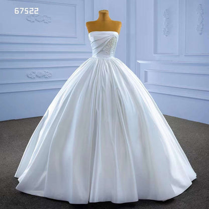 White High End Strapless Beaded Luxury Pearls Lace Up Bride Gowns Wedding Dress 2025 Custom Made HM67522