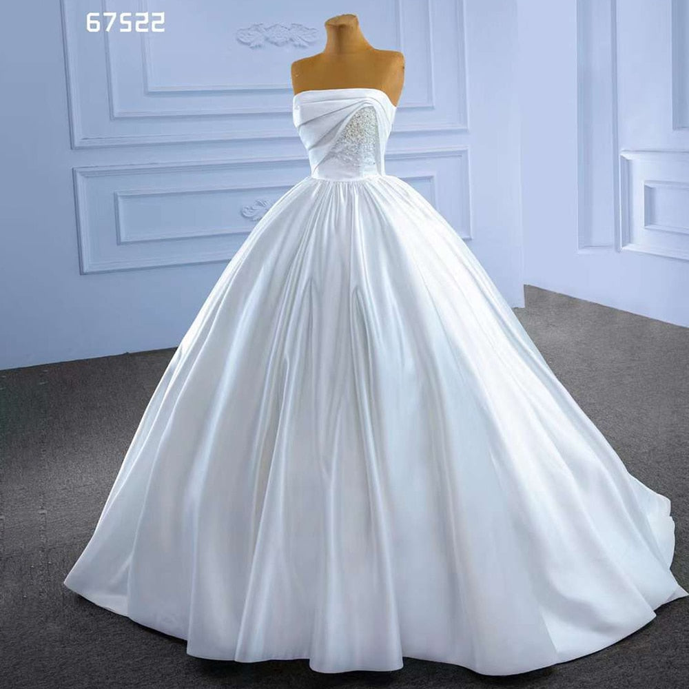 White High End Strapless Beaded Luxury Pearls Lace Up Bride Gowns Wedding Dress 2025 Custom Made HM67522