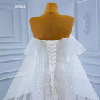 White Elegant Mermaid Strapless Luxury Pearls Beaded Lace Up Wedding Dress 2025 High End Custom Made HM67503