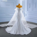 White Elegant Mermaid Strapless Luxury Pearls Beaded Lace Up Wedding Dress 2025 High End Custom Made HM67503