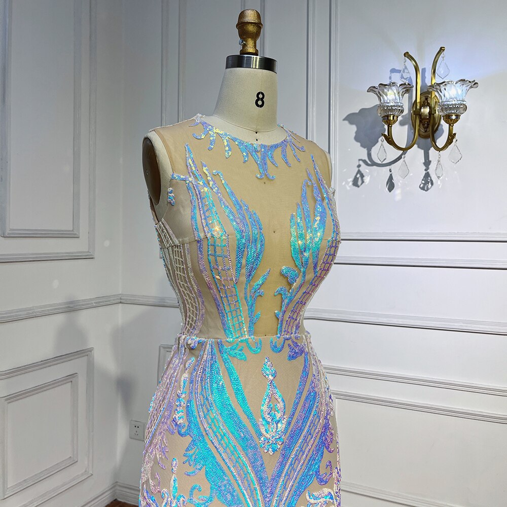 Vestidos de fiesta largos blancos 2025, de lujo, con lentejuelas, estilo sirena sexy, para chicas negras, vestidos de fiesta de gala 2025 LA72025 