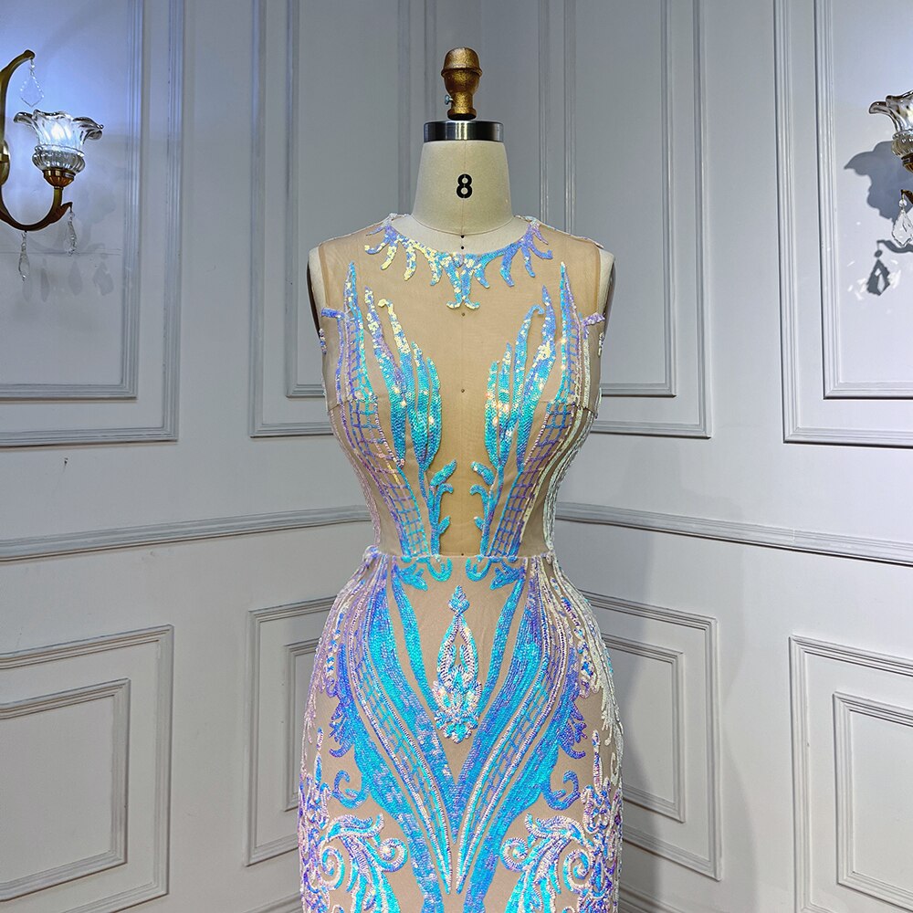 Vestidos de fiesta largos blancos 2025, de lujo, con lentejuelas, estilo sirena sexy, para chicas negras, vestidos de fiesta de gala 2025 LA72025 