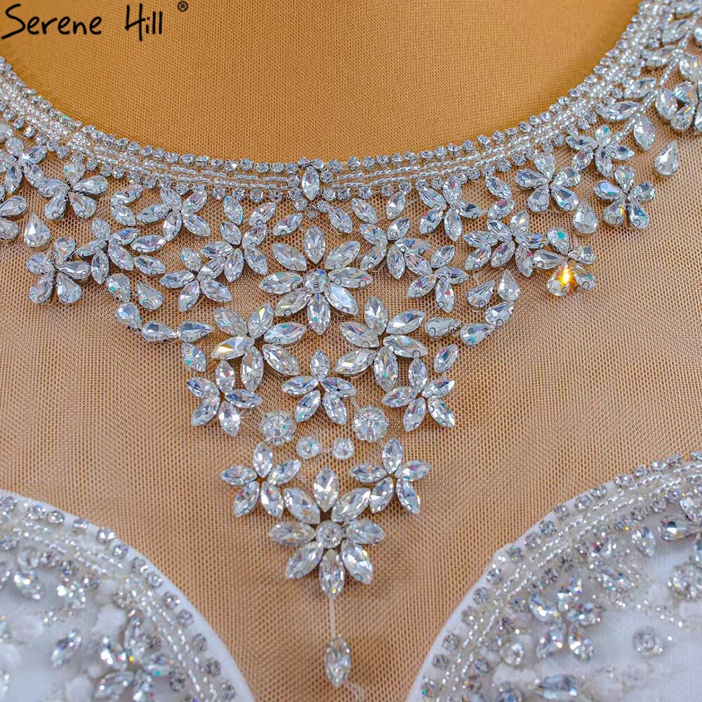 Weiß Luxus Elegante Meerjungfrau Brautkleider 2025 Perlen Diamant Kappe Ärmeln Braut Kleider HM67296 Nach Maß 