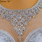 Weiß Luxus Elegante Meerjungfrau Brautkleider 2025 Perlen Diamant Kappe Ärmeln Braut Kleider HM67296 Nach Maß 