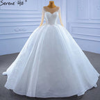 Weiß Luxus High-end Brautkleider 2025 Perlen Perlen Sparkle Braut Kleider HM67293 Nach Maß 
